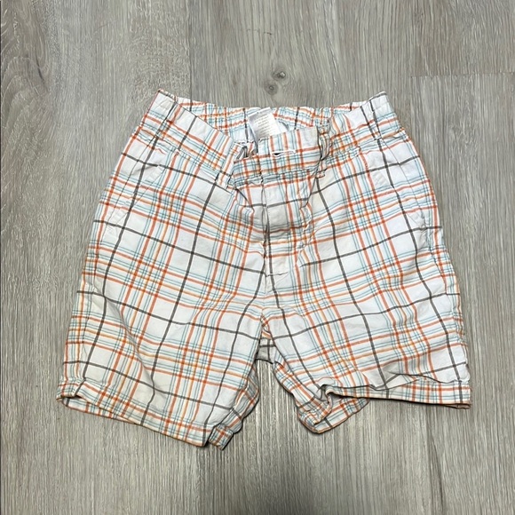Janie and Jack White and Orange Plaid Shorts - Picture 1 of 1